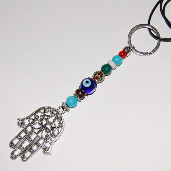 Hamsa Hand keychain,Evil Eye Wall Decor,Car Hanging Ornament,Fatima Hand Gift - Picture 1 of 2